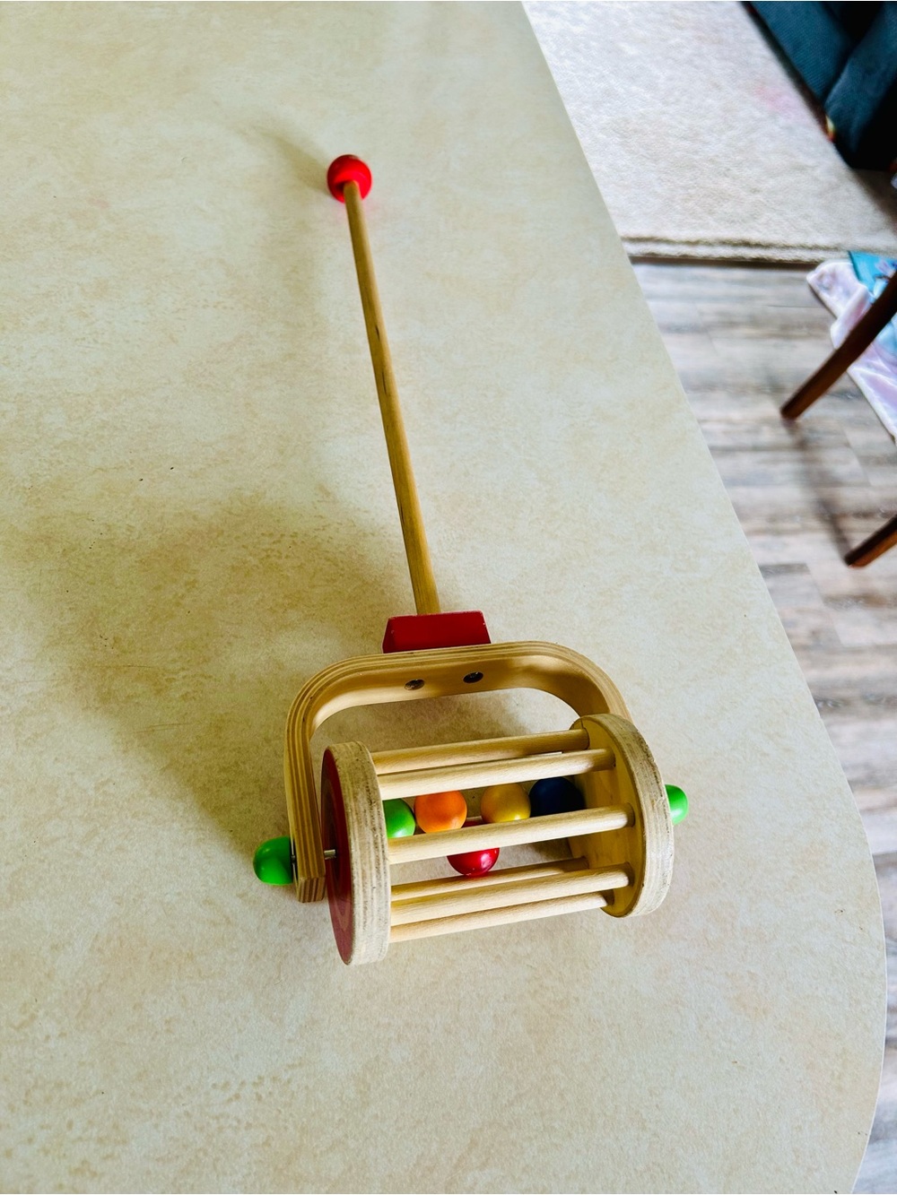 (3/$10) Wooden Push Roller Toy with Colorful Beads